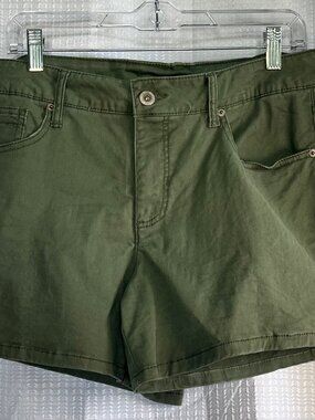 Faded Glory Olive Green Mid-Rise Stretch Chino Utility Shorts 12